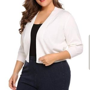 Classic White Knit Cropped Cardigan NWT